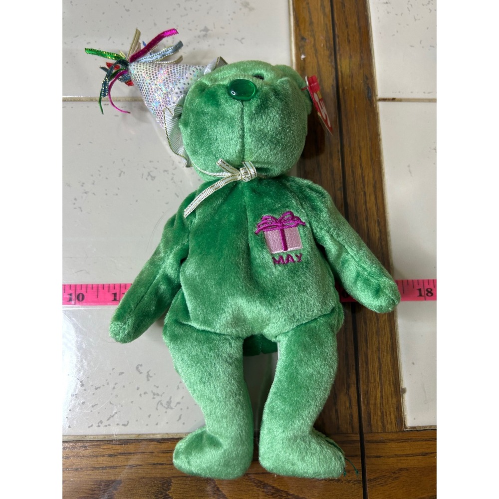 Ty Beanie Babies Birthday Bear May Green Plush Toy‎ With Tags